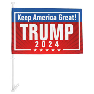 Trump 2024 Keep America Great Stars Frame Car Flag