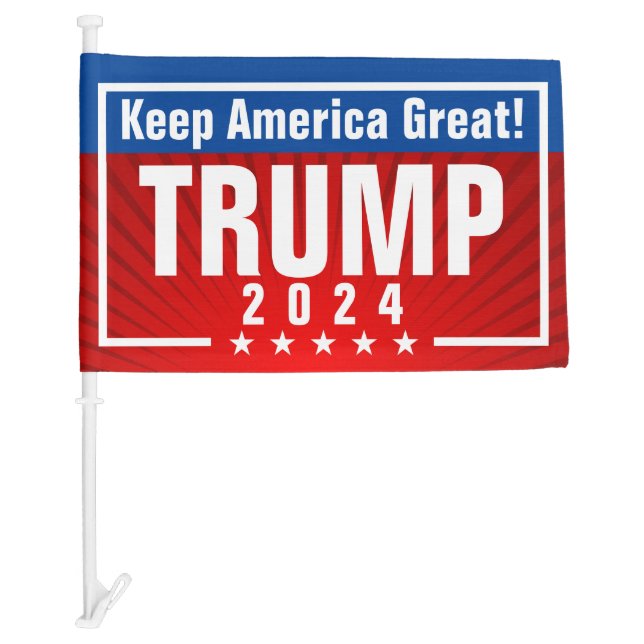Trump 2024 Keep America Great Stars Frame Car Flag (Front)