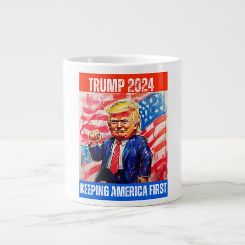 TRUMP 2024 KEEPING AMERICA FIRST GIANT COFFEE MUG