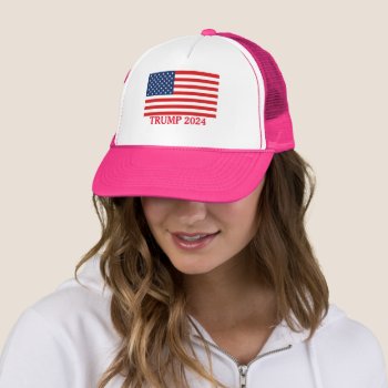 Trump 2024 Ladies Pink Trucker Hat by Milkshake7 at Zazzle
