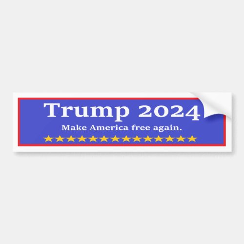 Trump 2024 Make America Free Again Bumper Sticker