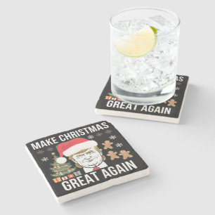Trump 2024 Make Christmas Great Again Election Stone Coaster