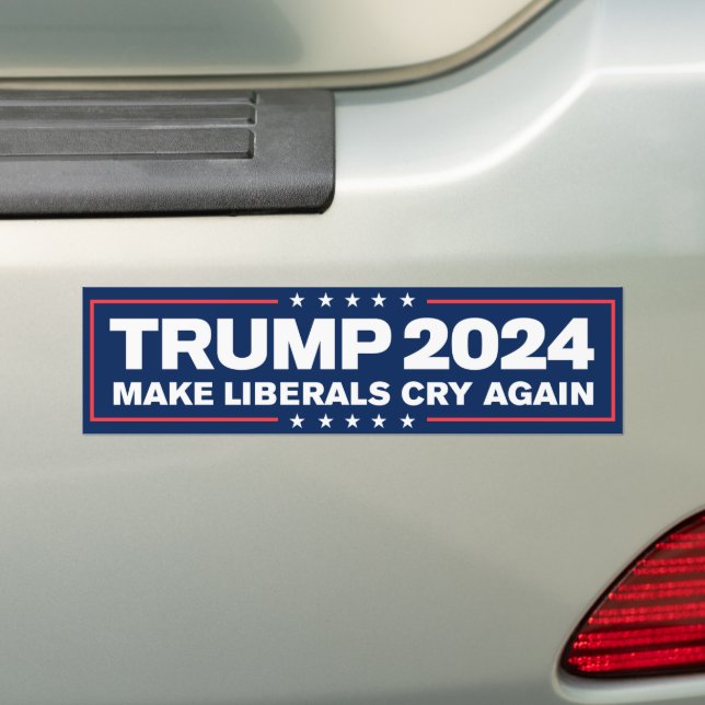 Trump 2024 Make Liberals Cry Again Bumper Sticker (On Car)