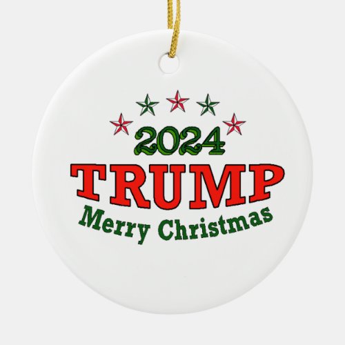 TRUMP 2024 Merry Christmas  Ceramic Ornament