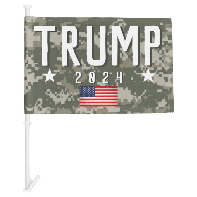 Trump 2024 Military Camo Car Flag (Front)