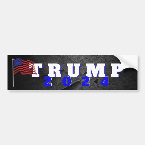 Trump 2024 on Black Rock Bumper Sticker