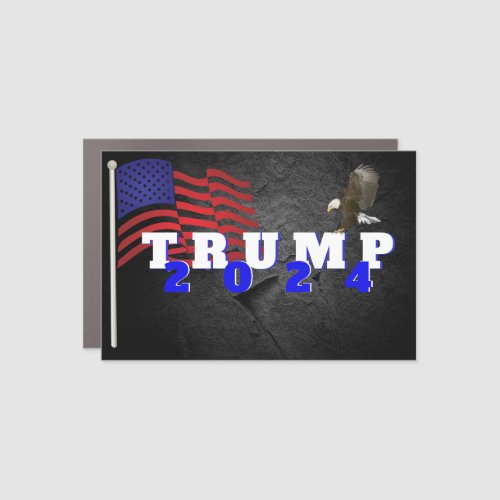 Trump 2024 on Black Rock Car Magnet