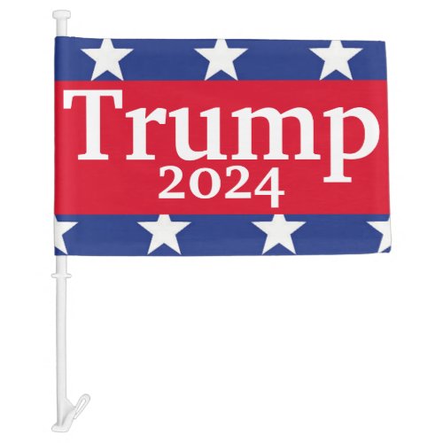 Trump 2024 Over White Stars Patriotic Car Flag