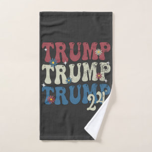 Trump 2024 Patriotic American Flag 4th Of July Hand Towel
