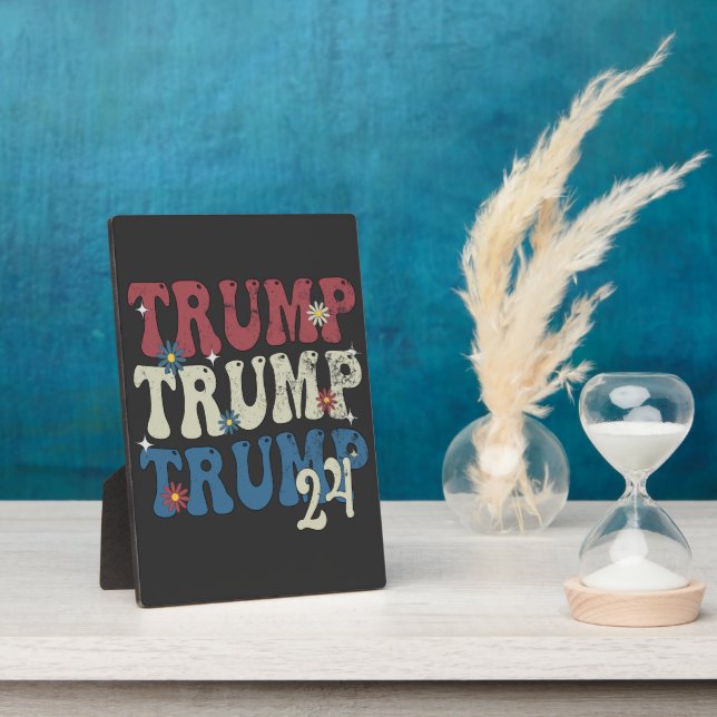 Trump 2024 Patriotic American Flag 4th Of July  Plaque (Side)