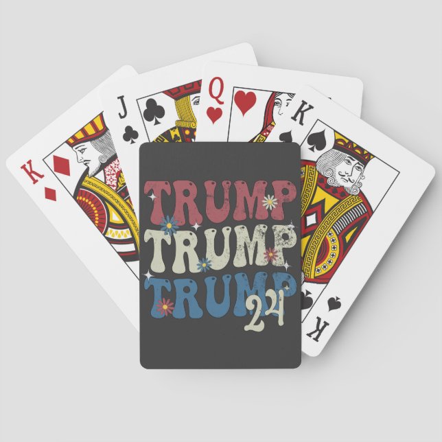Trump 2024 Patriotic American Flag 4th Of July  Poker Cards (Back)