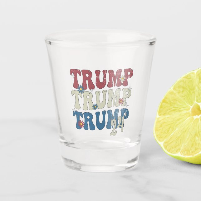 Trump 2024 Patriotic American Flag 4th Of July  Shot Glass (Front)