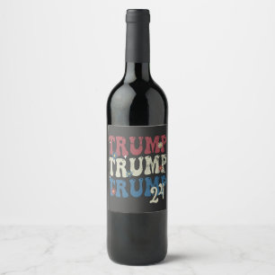 Trump 2024 Patriotic American Flag 4th Of July Wine Label