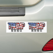 Trump 2024 Patriotic Block Letters Bumper Sticker (On Car)