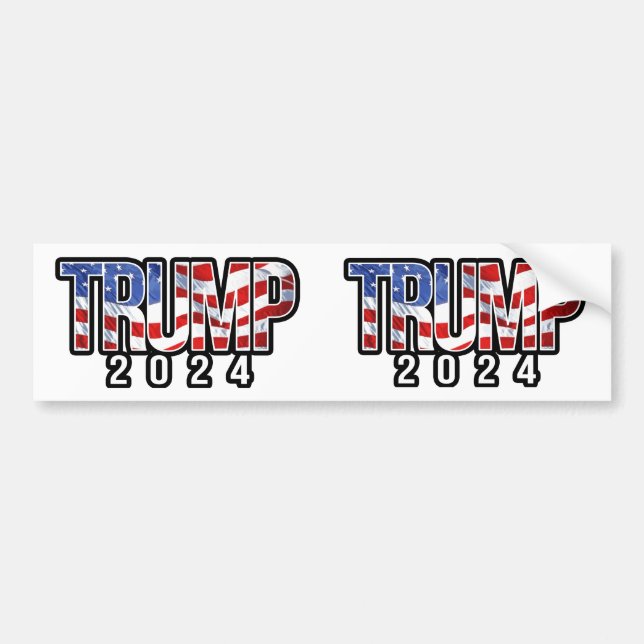 Trump 2024 Patriotic Block Letters Bumper Sticker (Front)