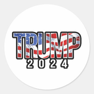 Trump 2024 Patriotic Block Letters Classic Round Sticker