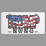 Trump 2024 Patriotic Block Letters License Plate