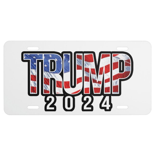 Trump 2024 Patriotic Block Letters License Plate (Front)