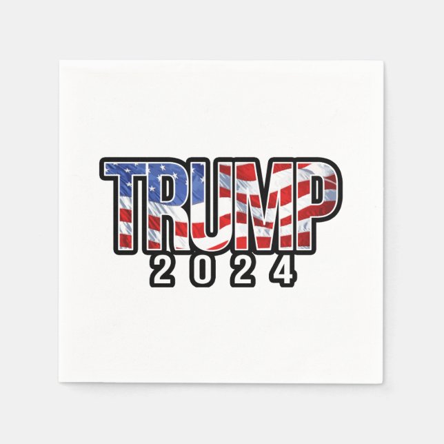 Trump 2024 Patriotic Block Letters Napkins (Front)