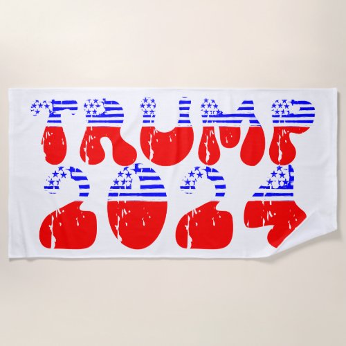 Trump 2024 Patriotic Groovy Retro Beach Towel