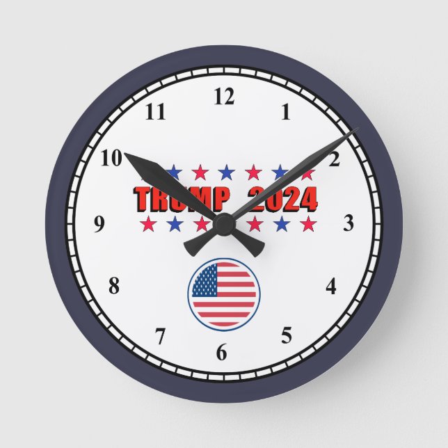 Trump 2024 Patriotic Stars Round Clock (Front)