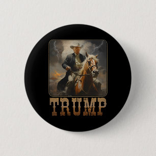 Trump 2024 President Cowboy Riding Horse Western U Button