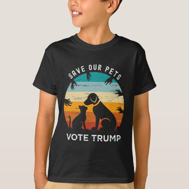 Trump 2024 President Save Our Pets Animals Dogs Ca T-Shirt (Front)