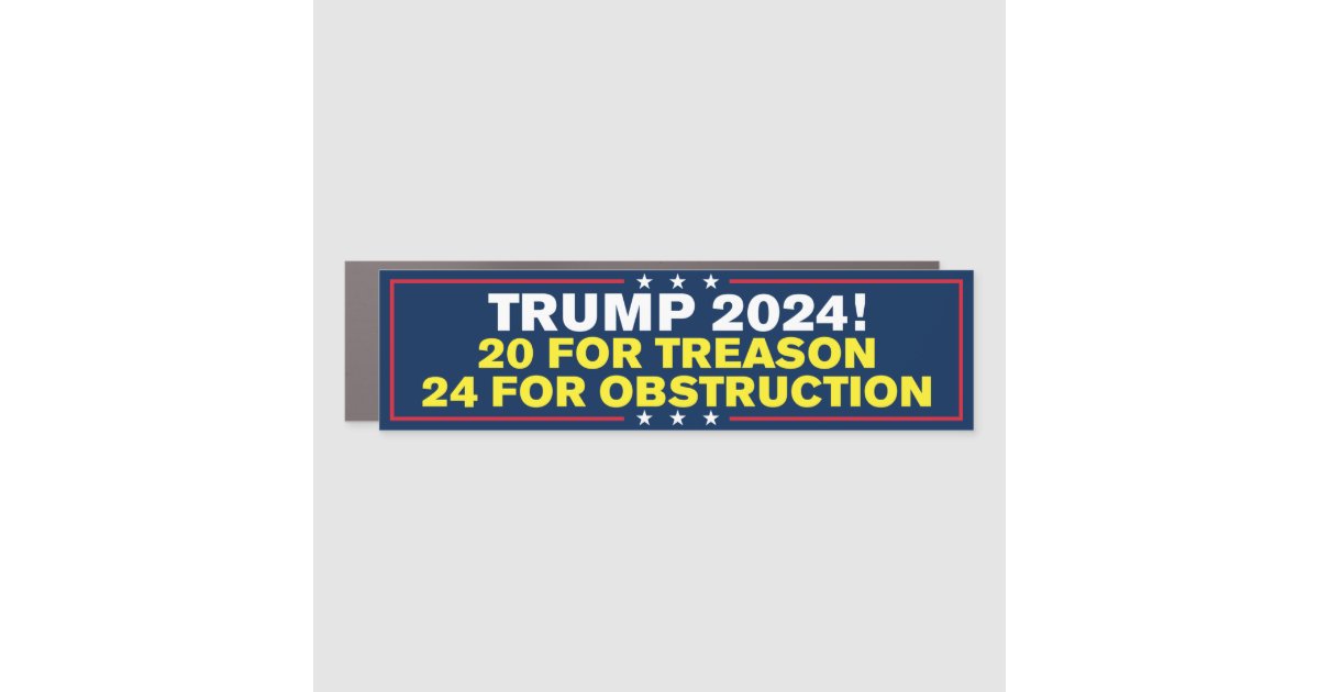 Trump 2024 Prison Treason Anti-Trump Bumper Car Magnet | Zazzle
