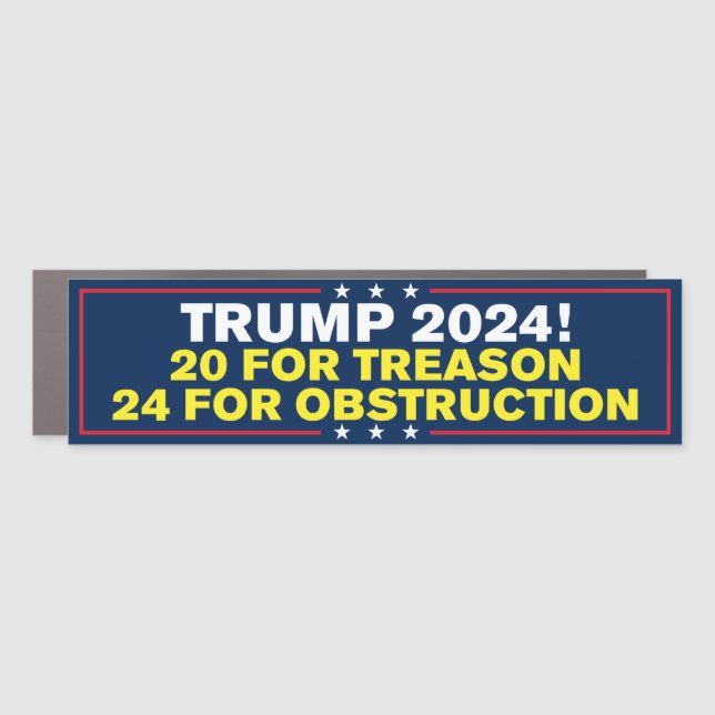 Trump 2024 Prison Treason Anti-Trump Bumper Car Magnet (Front)