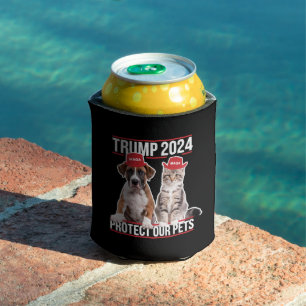 Trump 2024 Protect Our Pets Cat Dogs MAGA Can Cooler