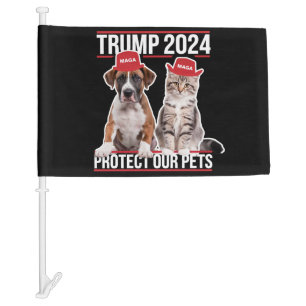 Trump 2024 Protect Our Pets Cat Dogs MAGA Car Flag
