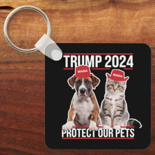 Trump 2024 Protect Our Pets Cat Dogs MAGA Keychain