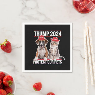 Trump 2024 Protect Our Pets Cat Dogs MAGA Napkins