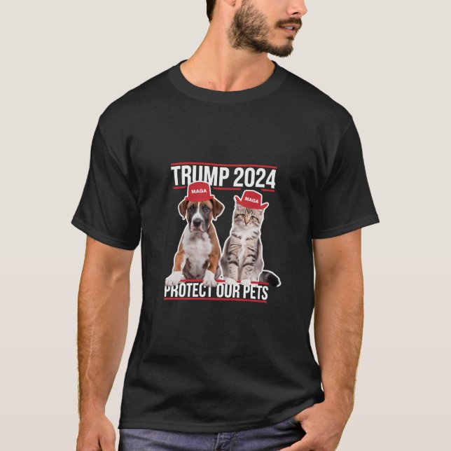 Trump 2024 Protect Our Pets Cat Dogs MAGA T-Shirt (Front)