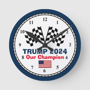 Trump 2024 Race Flags Round Clock