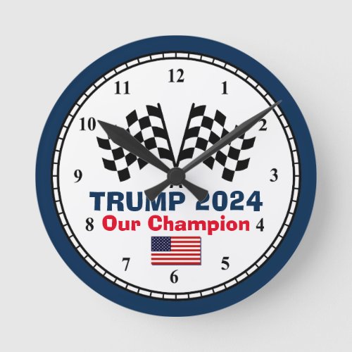 Trump 2024 Race Flags Round Clock
