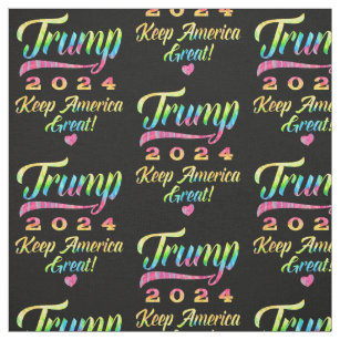 Trump 2024 Rainbow Tie Dye Keep America Great Fabric