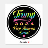 Trump 2024 Rainbow Tie Dye Keep America Great Sticker (Sheet)