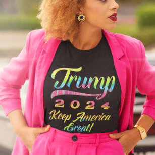 Trump 2024 Rainbow Tie Dye Keep America Great T-Shirt