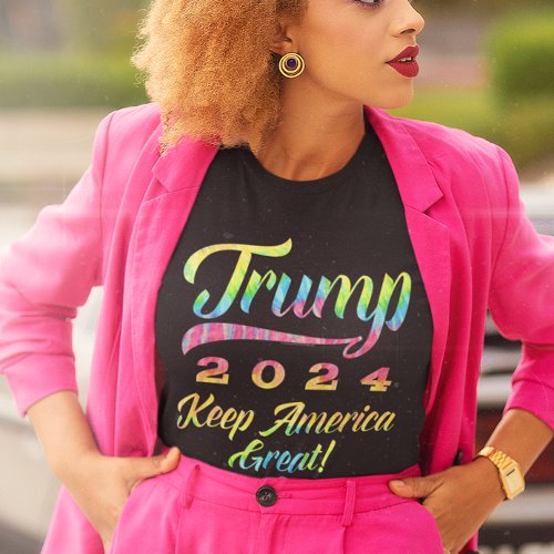 Trump 2024 Rainbow Tie Dye Keep America Great T_Shirt