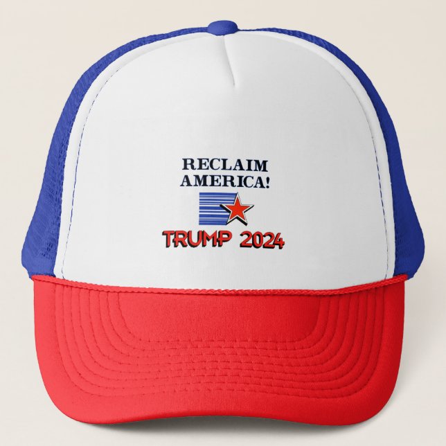 Trump 2024 Reclaim America Trucker Hat (Front)