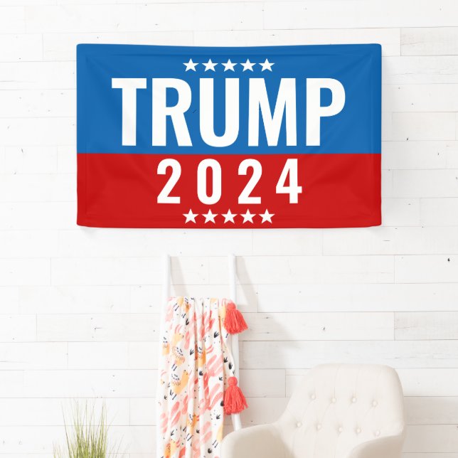 Trump 2024 Red and Blue w/Stars Banner (Insitu)