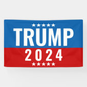 Trump 2024 Red and Blue w/Stars Banner (Horizontal)