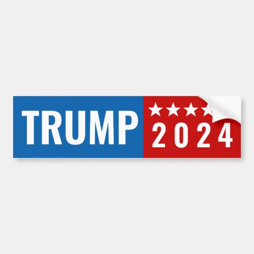 Trump 2024 Red and Blue wStars Bumper Sticker