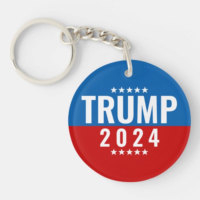 Trump 2024 Red and Blue w/Stars Keychain (Front)