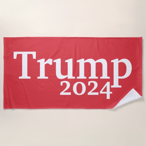 Trump 2024 Red and White Presidential Campaign Beach Towel