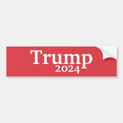 Trump 2024 Red and White Presidential Campaign Bumper Sticker