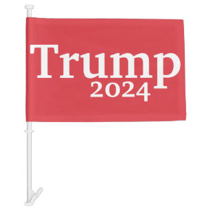 Trump 2024 Red and White Presidential Campaign Car Flag