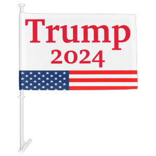 Trump 2024 Red on White American Flag