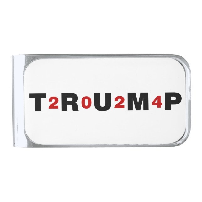 Trump 2024 Red Silver Finish Money Clip (Front)